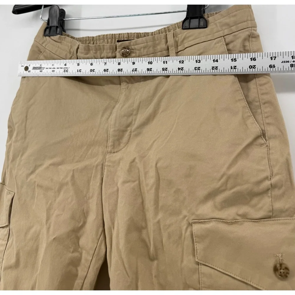 Michael Kors Men Khaki Cargo Pants Tan 32/30 CR3301W6W8 Elastic Waist Drawstring